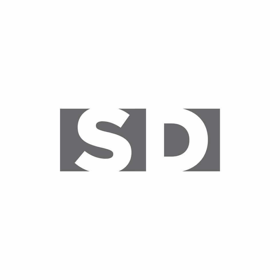 monograma de logotipo sd con plantilla de diseño de estilo de espacio negativo vector