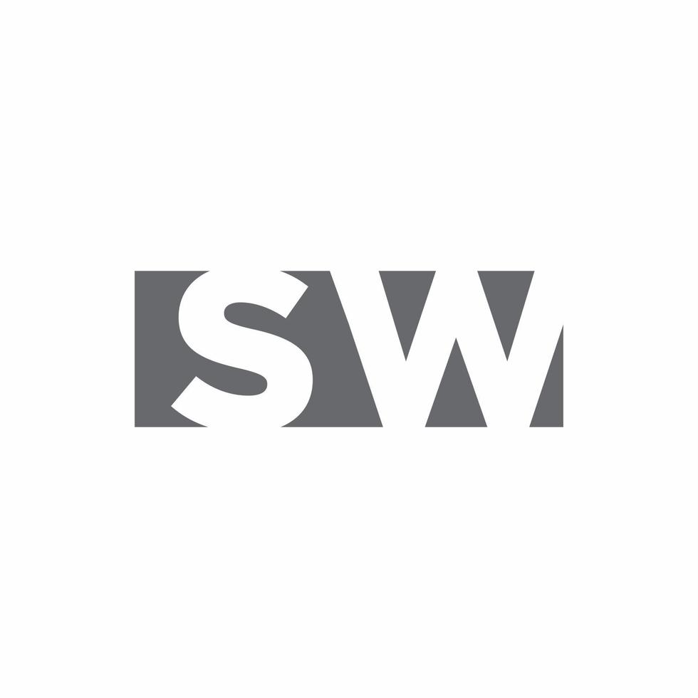 monograma del logotipo sw con plantilla de diseño de estilo de espacio negativo vector