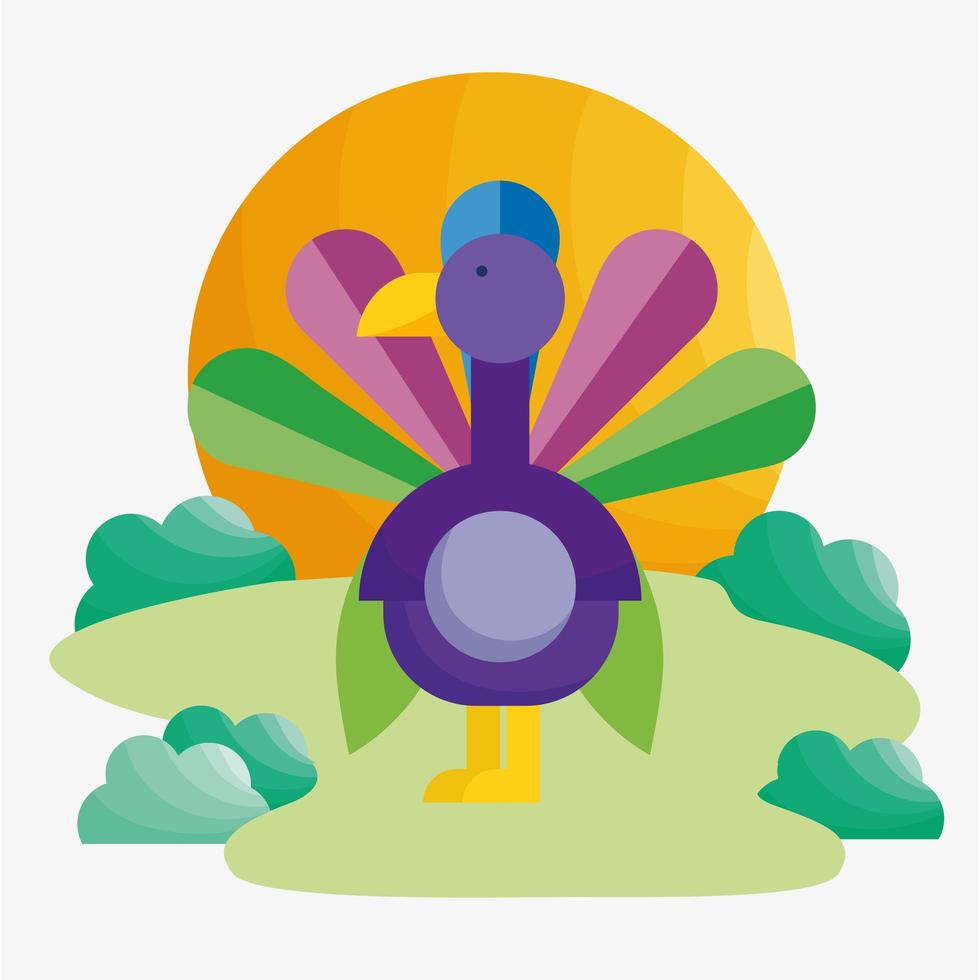 peacock grass cartoon vector
