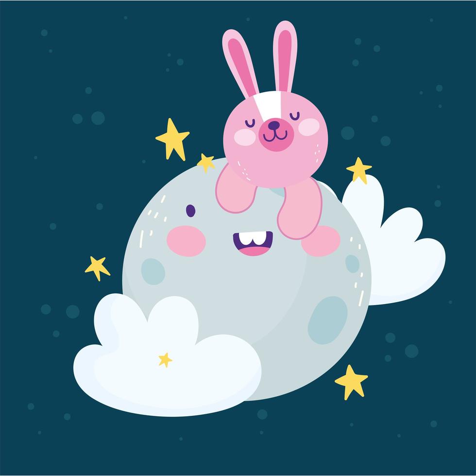 cute bunny moon vector