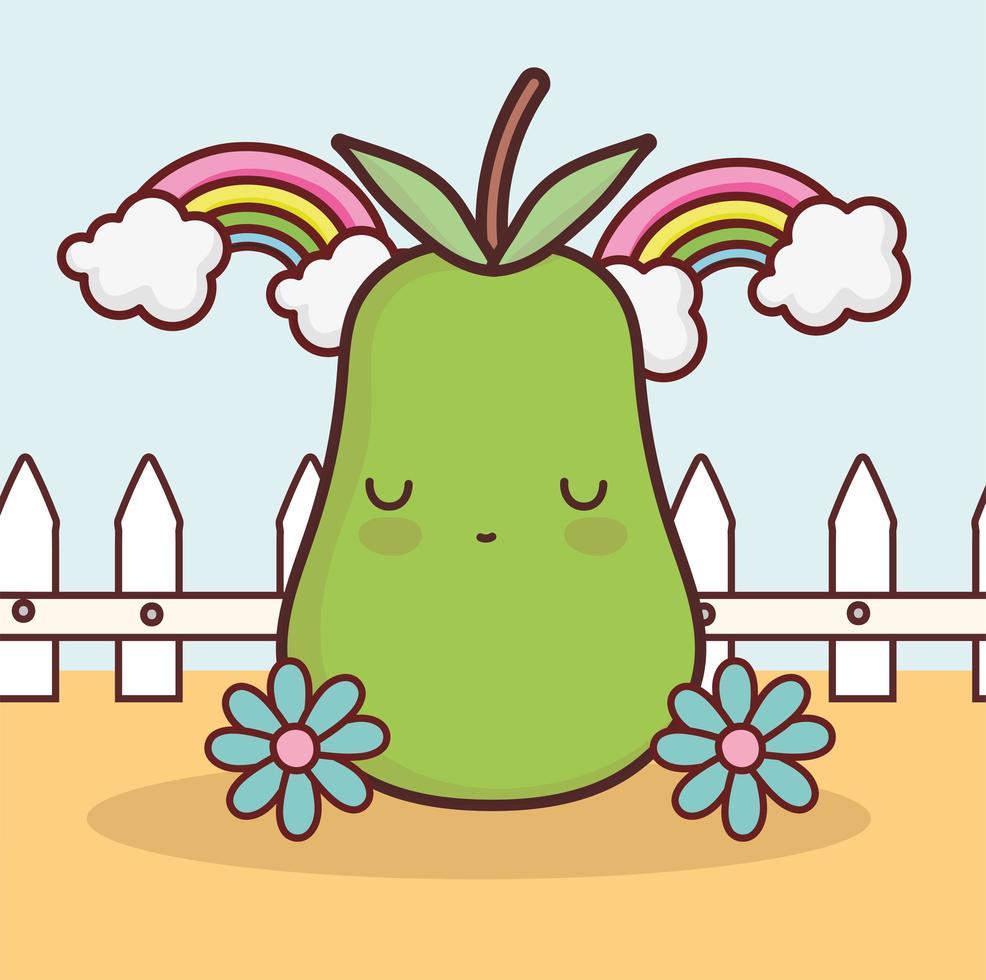 cute pear flowers garden vector