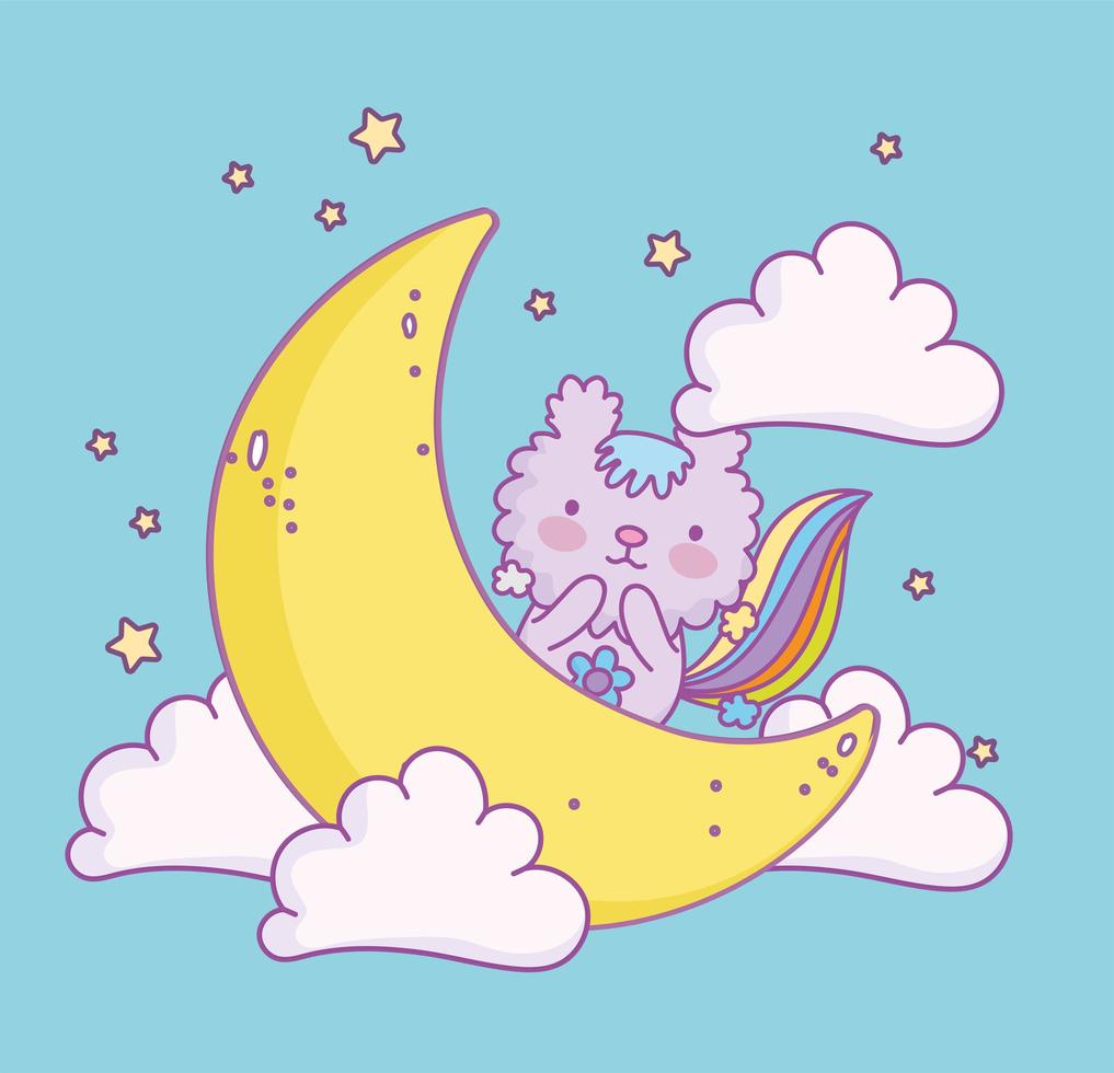 cute squirrel on moon vector