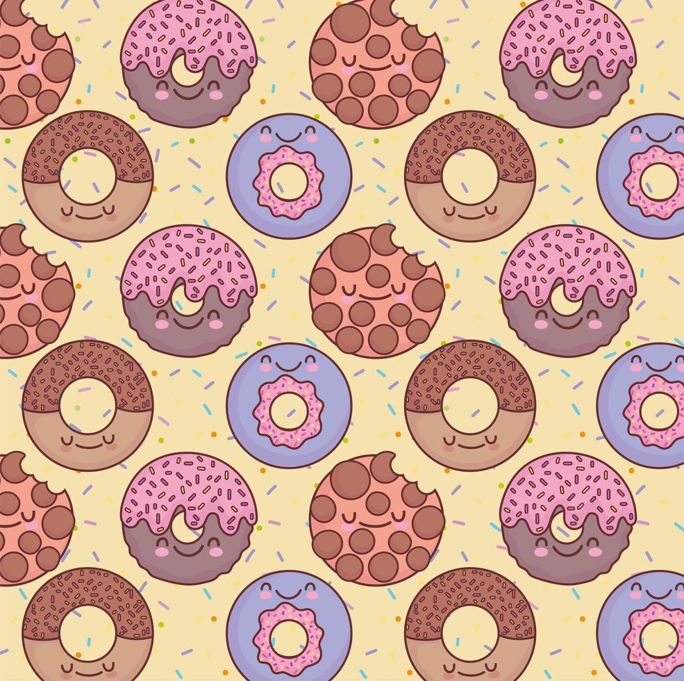 lindo patrón de galleta donut vector