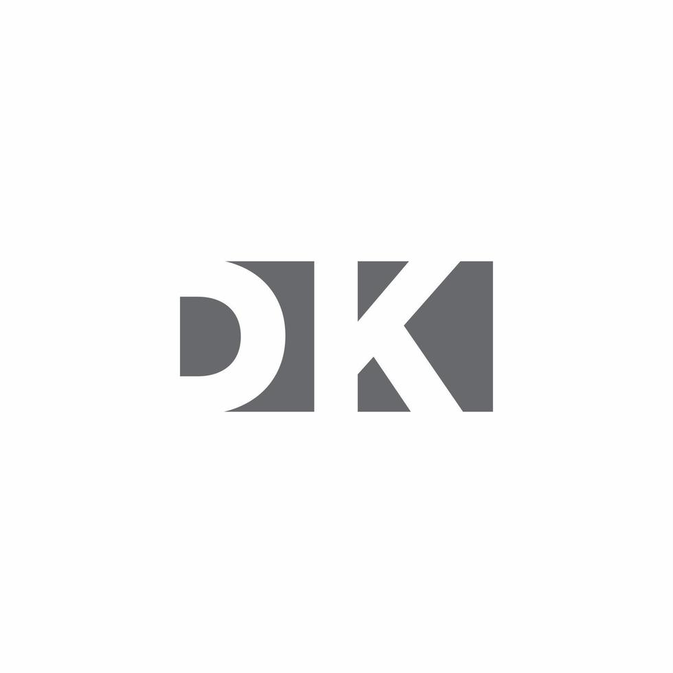 Monograma del logotipo de dk con plantilla de diseño de estilo de espacio negativo vector