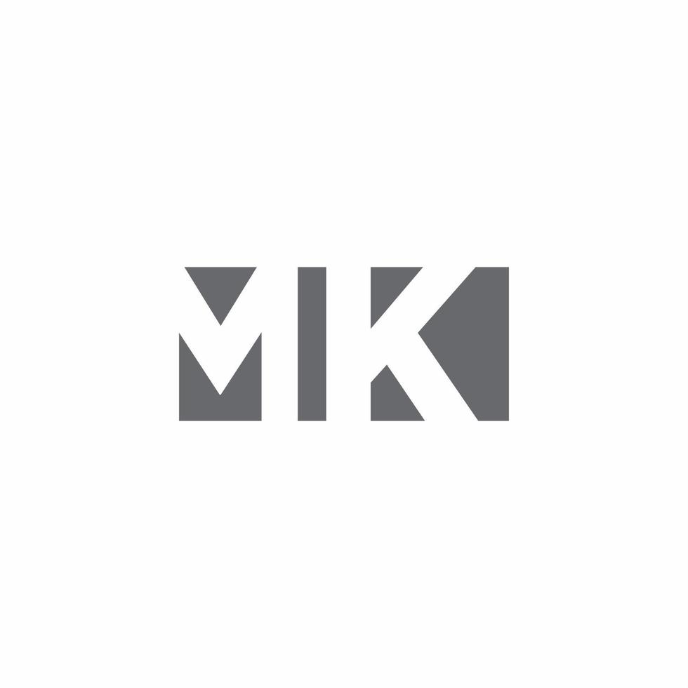 monograma del logotipo de mk con plantilla de diseño de estilo de espacio negativo vector