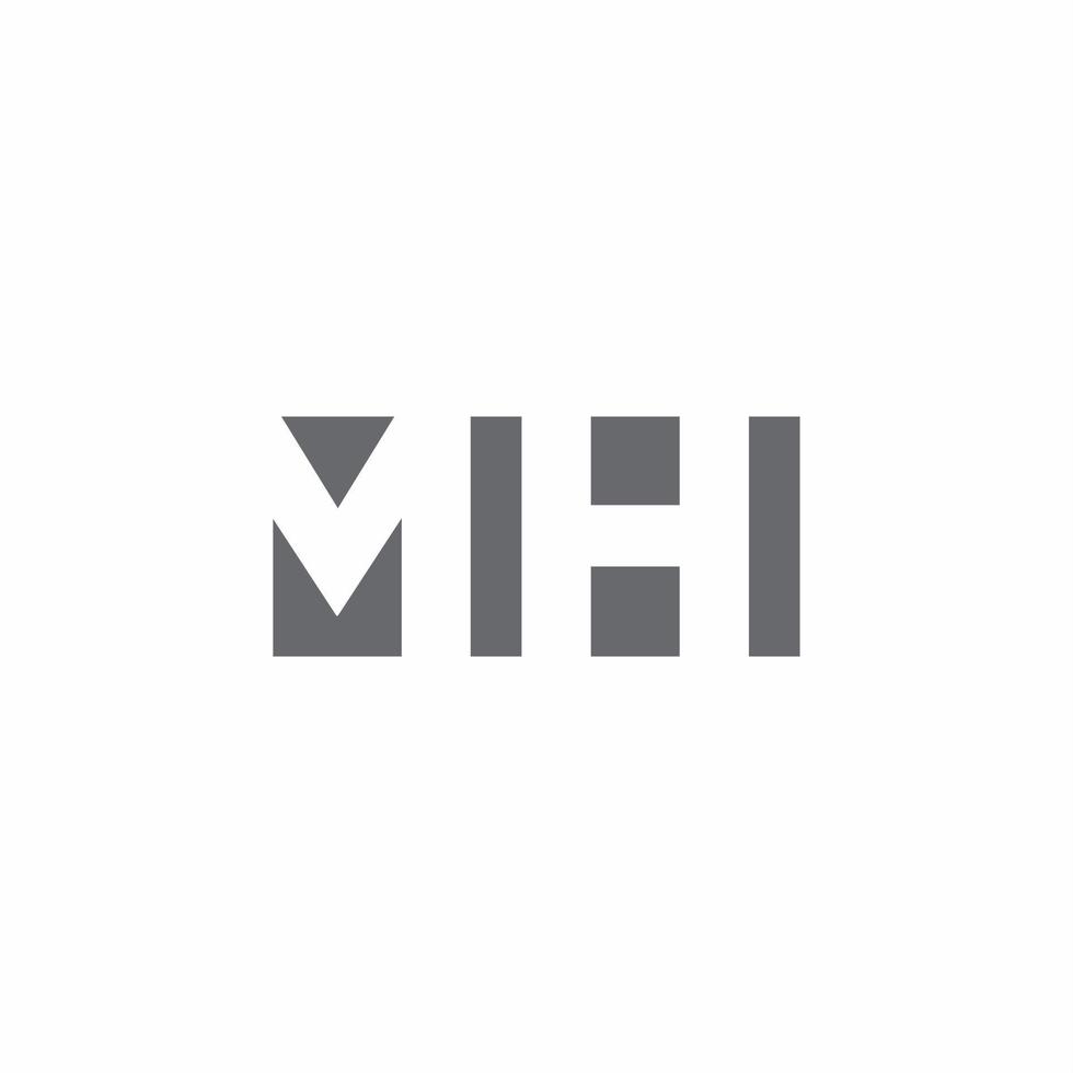 Monograma del logotipo de mh con plantilla de diseño de estilo de espacio negativo vector