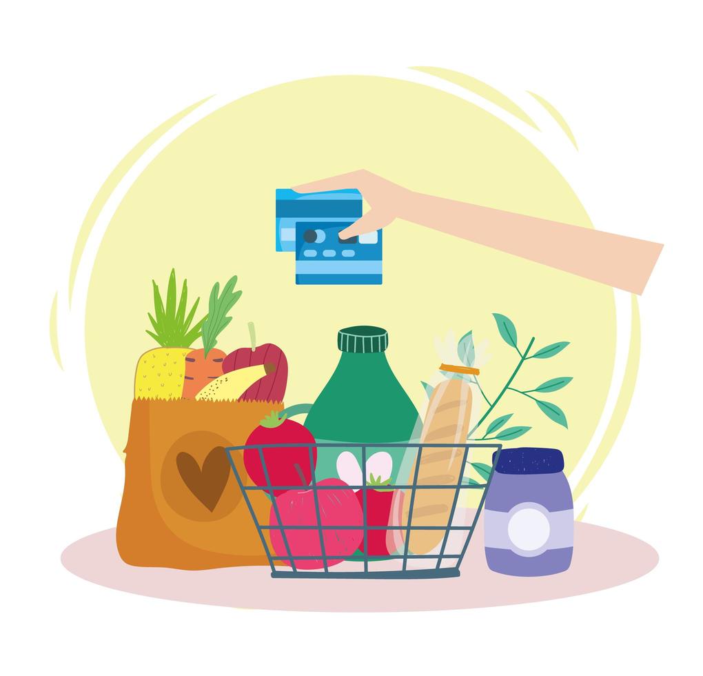 grocery shop payment vector