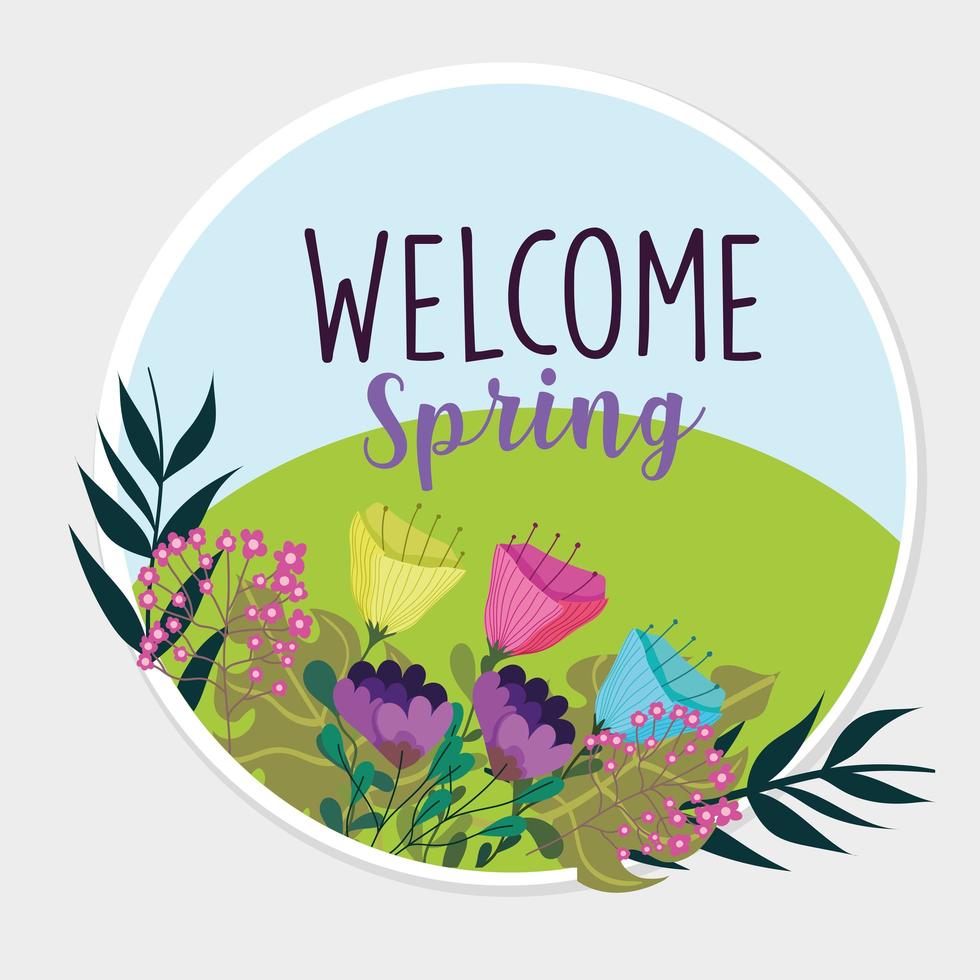 welcome spring flowers vector