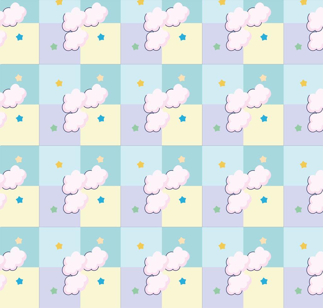 cute clouds stars pattern vector