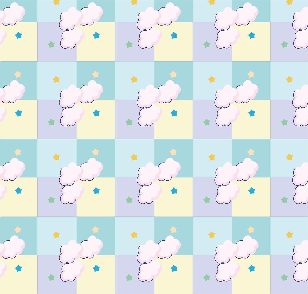 cute clouds stars pattern vector