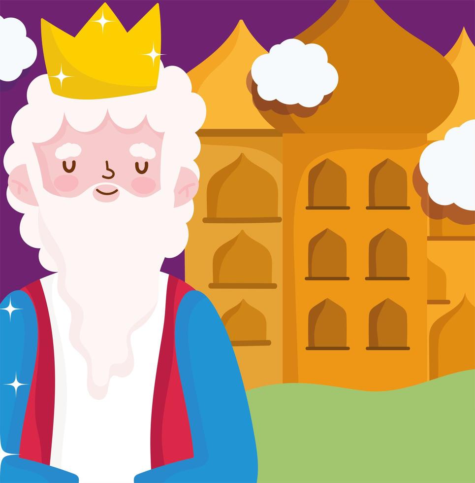 nativity, manger caspar wise king cartoon vector