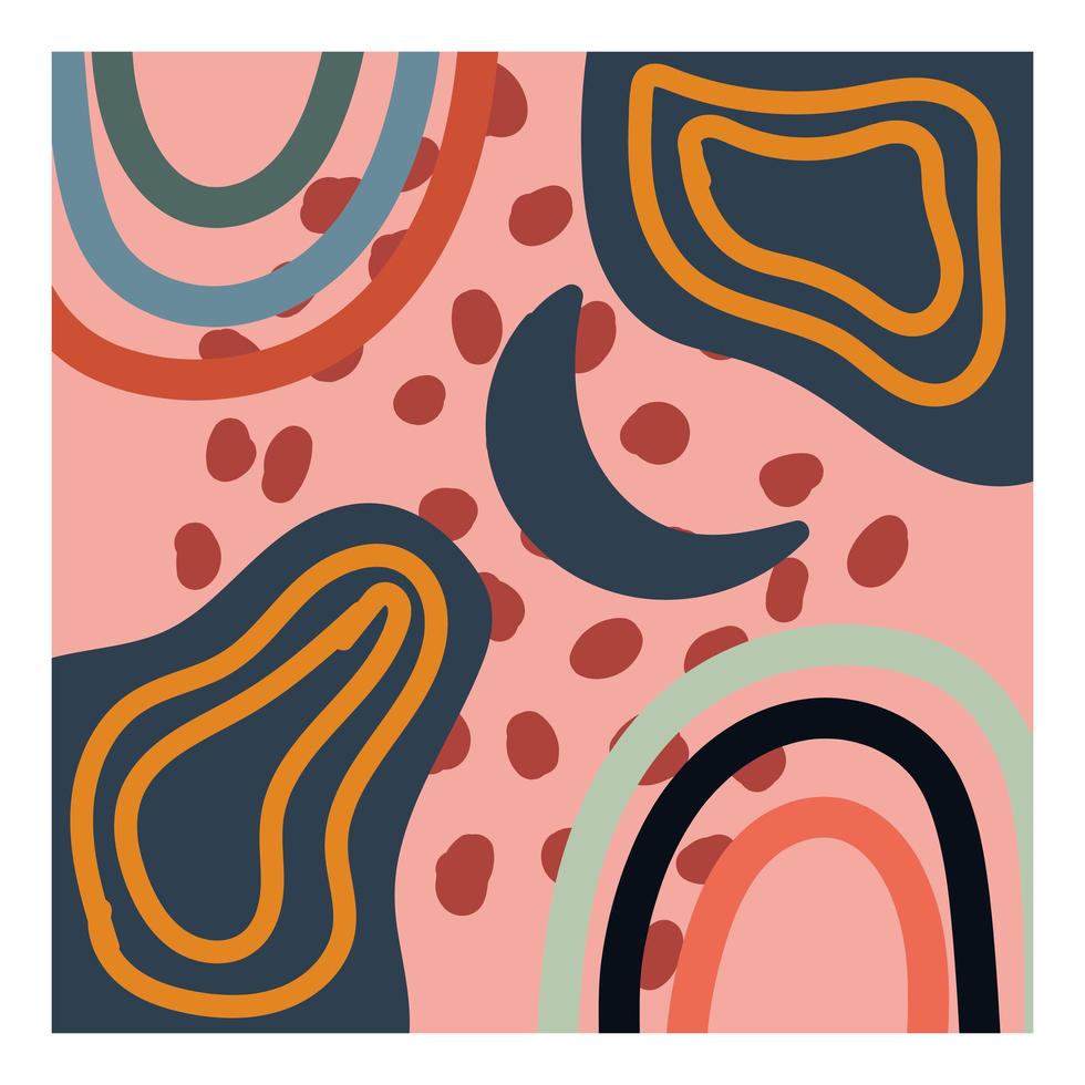 doodle contemporary moon spots and abstract trendy style vector