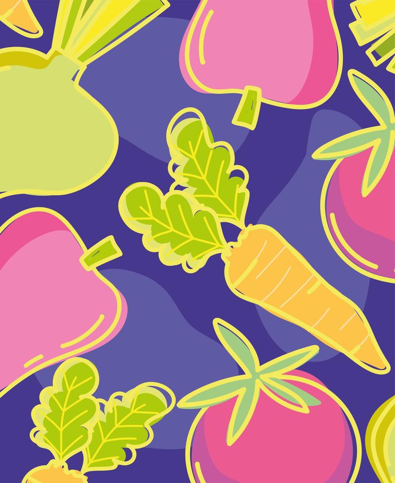 food pattern vegetables fresh organic contour layout vector