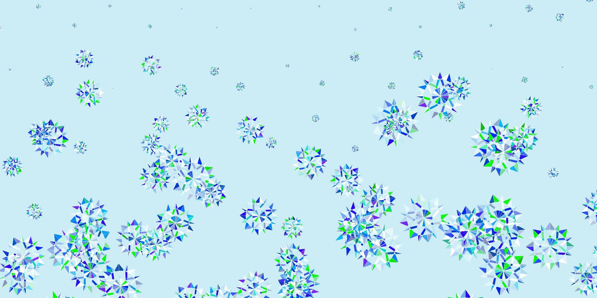 Light blue, green vector texture with bright snowflakes.