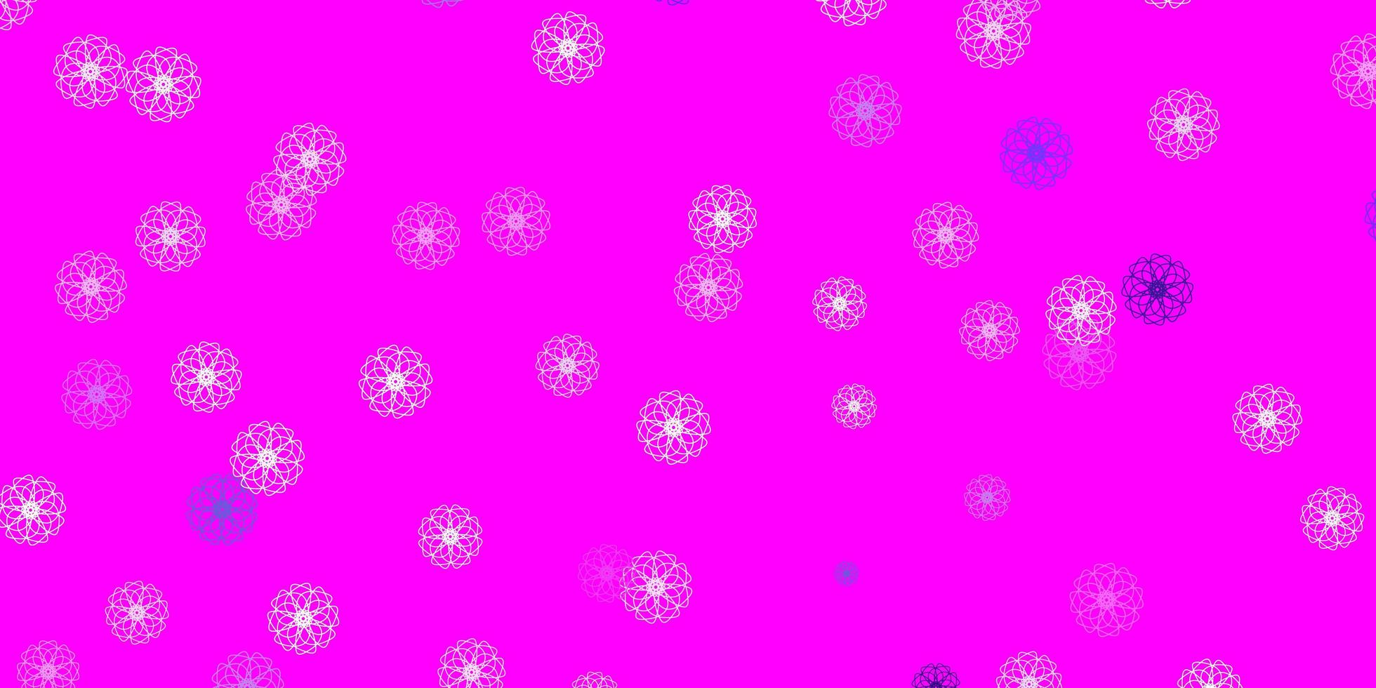 textura de doodle de vector púrpura claro, rosa con flores.