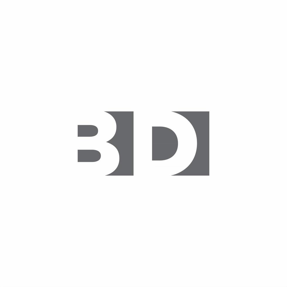 monograma del logotipo de bd con plantilla de diseño de estilo de espacio negativo vector