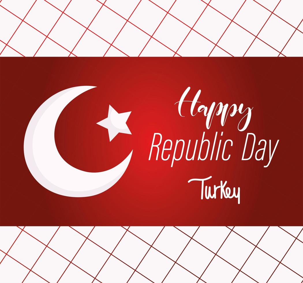 turkey republic day, bright flag message on grid background vector