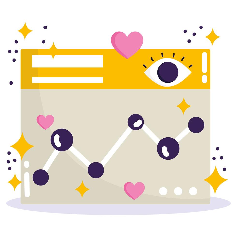 social media, website graph network in cartoon style vector