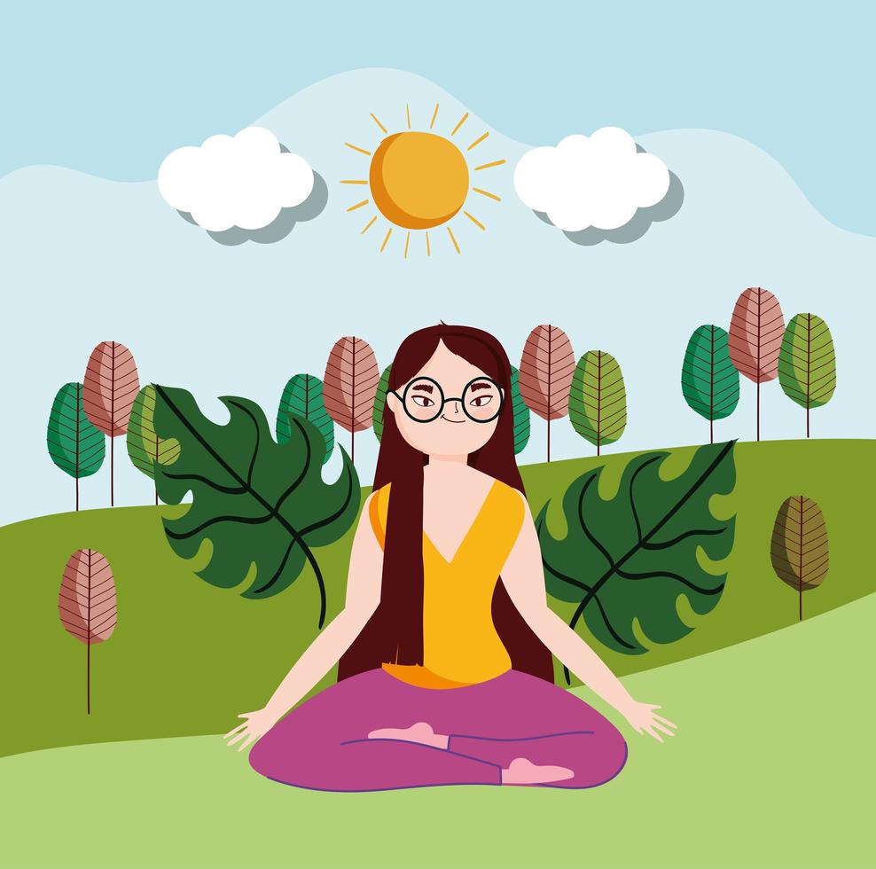 woman practicing yoga vector