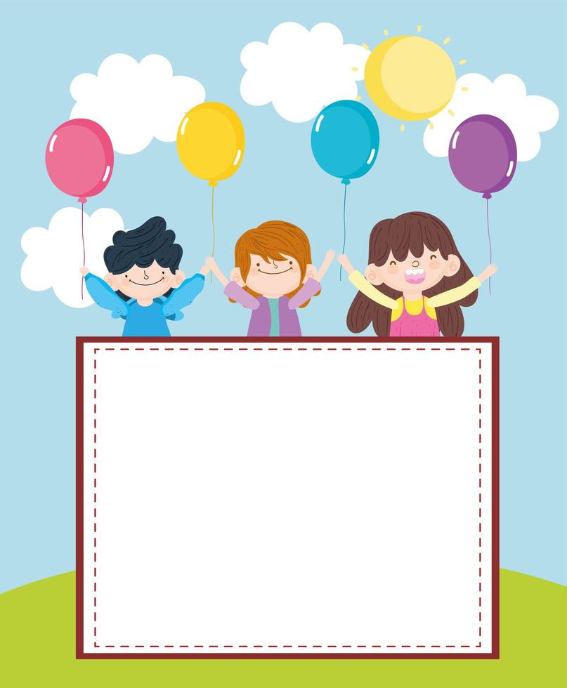 childrens with balloons vector