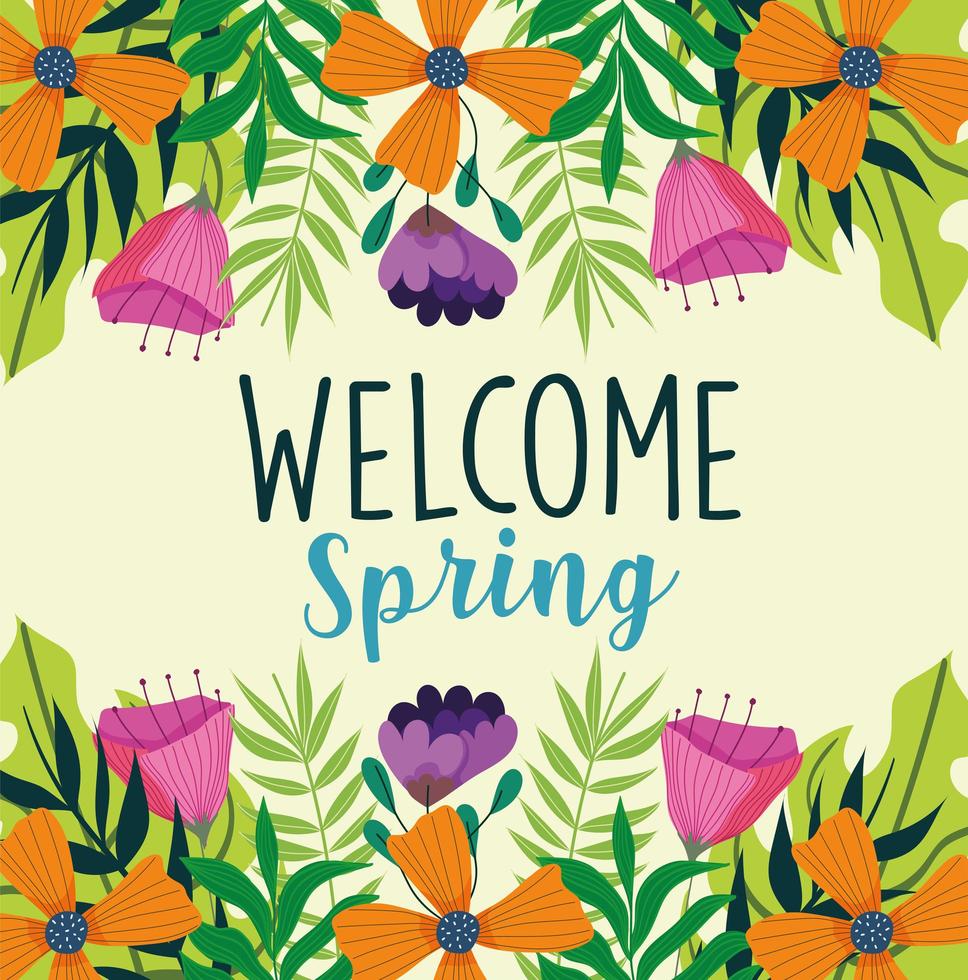 bienvenido primavera temporada vector