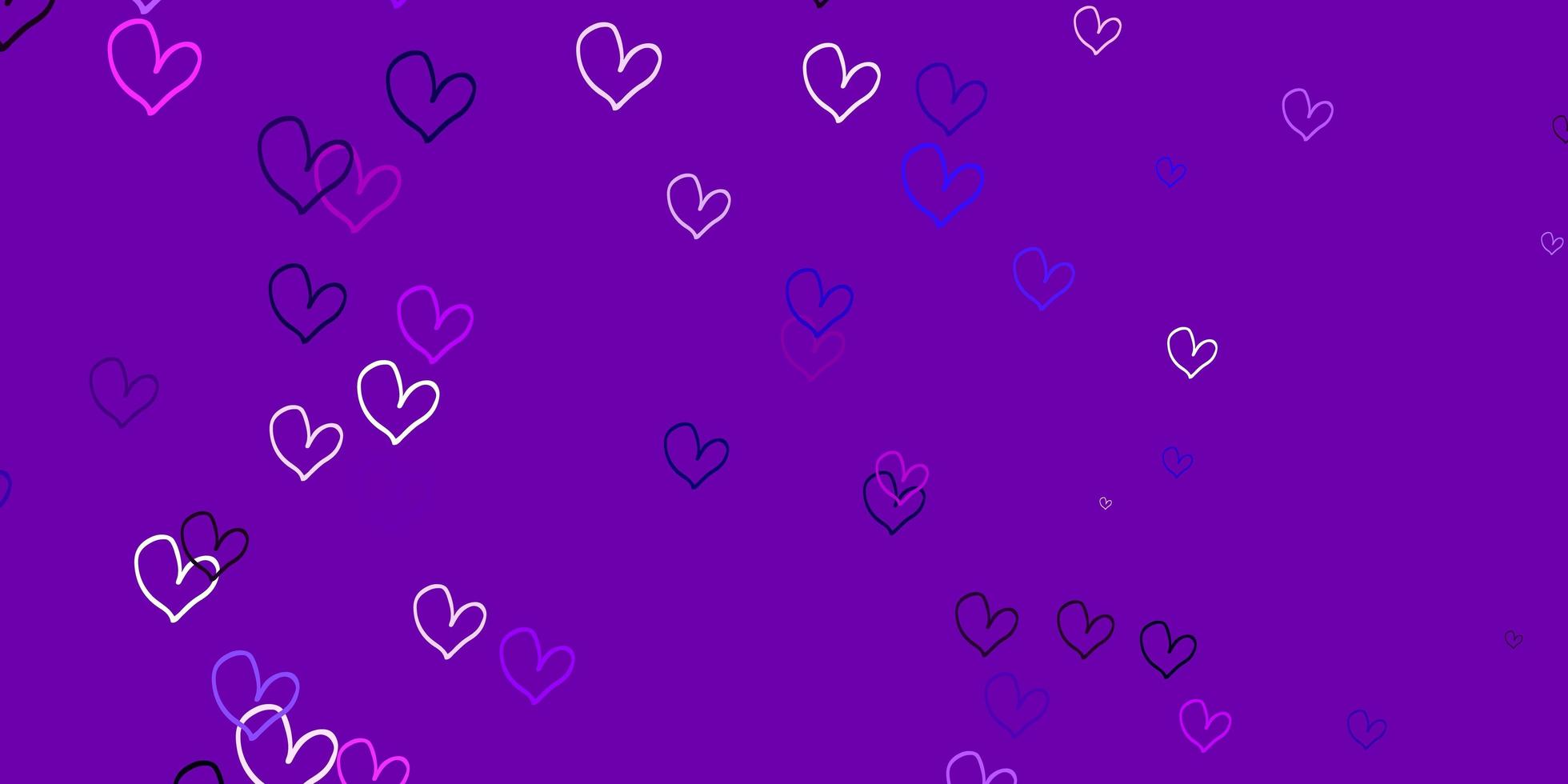 Light Purple, Pink vector background with hearts.