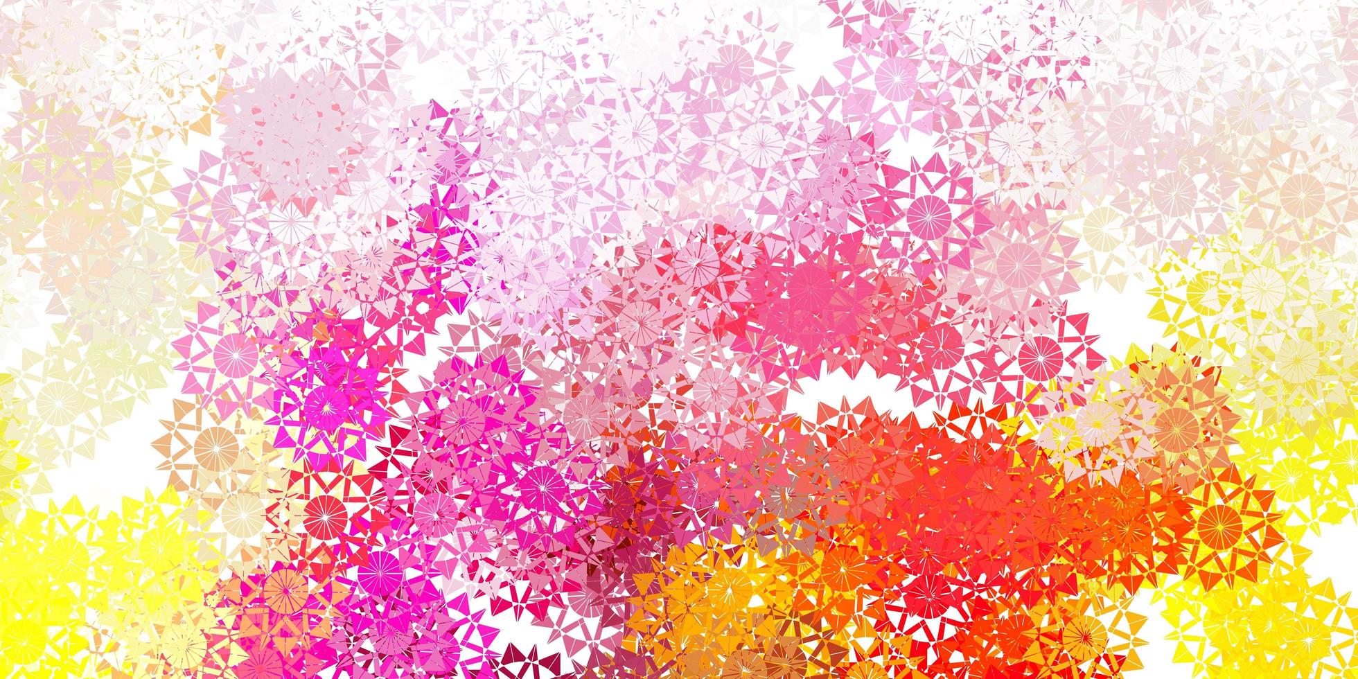 Light pink, yellow vector layout with beautiful snowflakes.