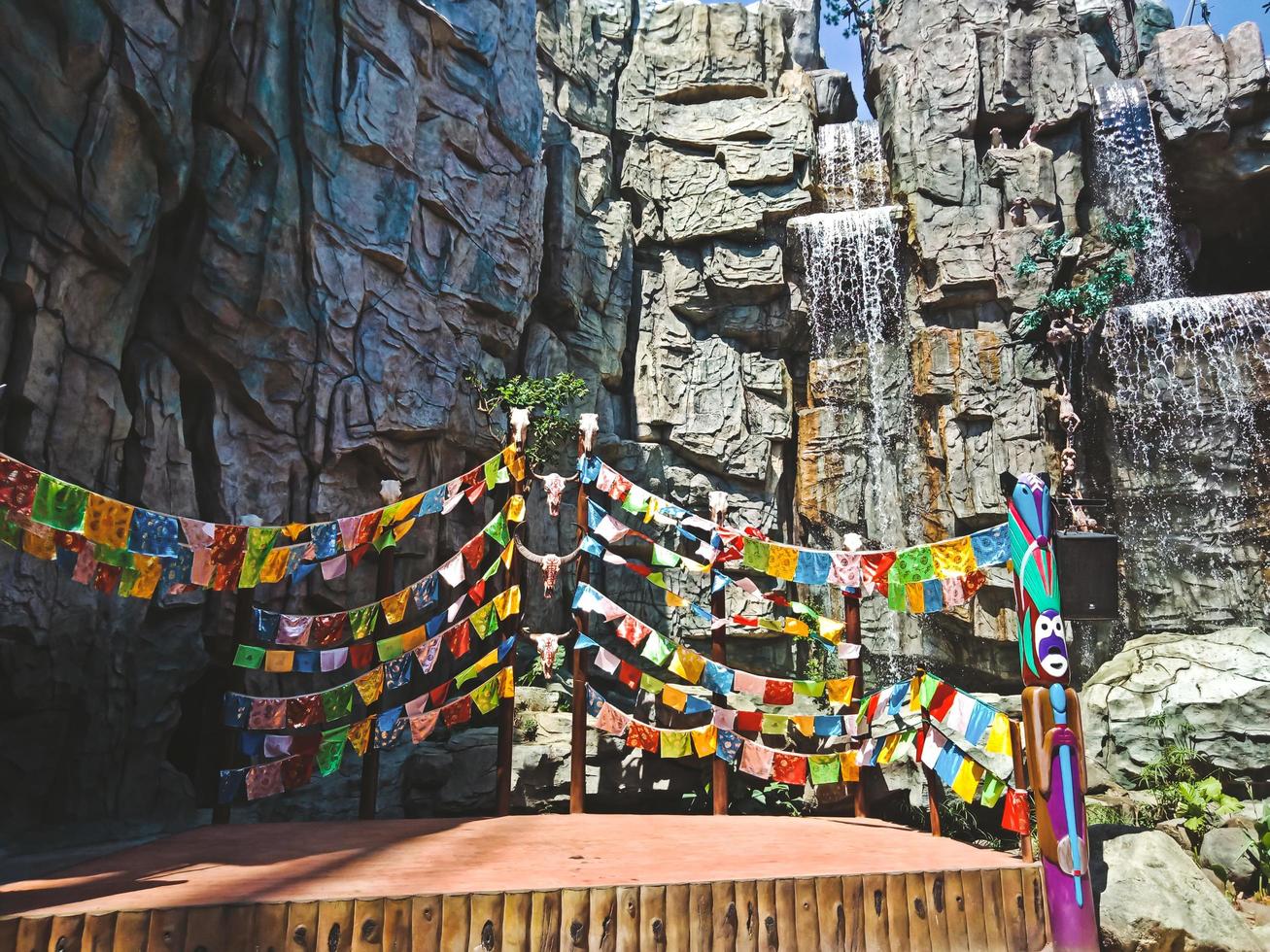 Colorful shawls in the park in Shenzhen city, China photo