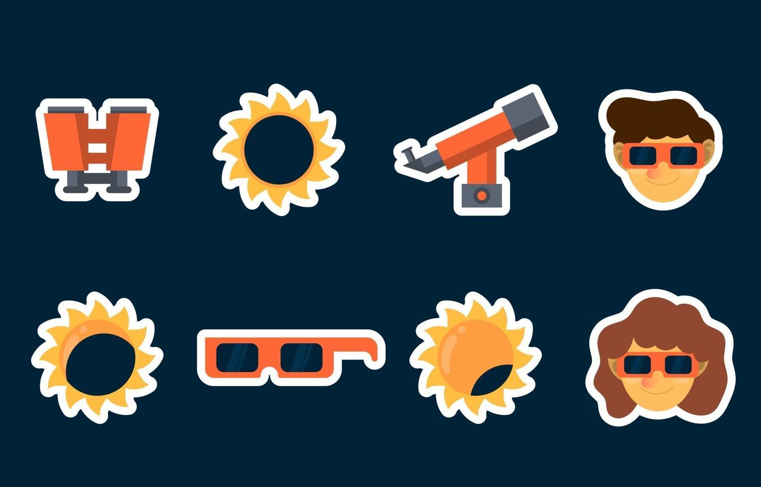 Solar Eclipse Sticker Collection vector