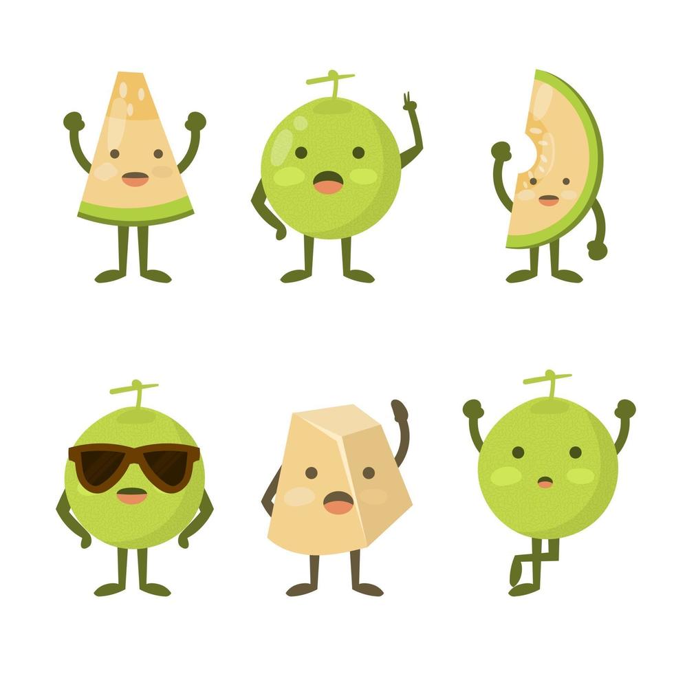 colección de personajes de melón de verano vector