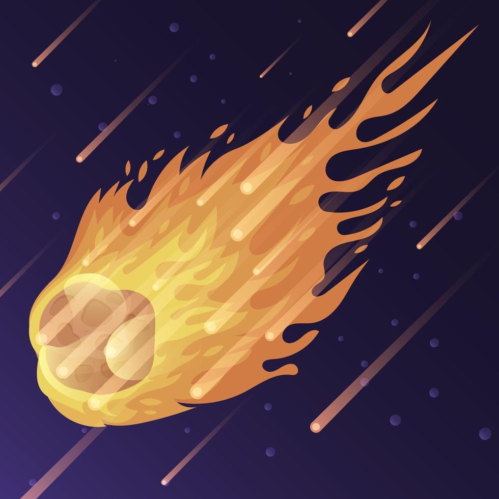 Space Meteor with Flame vector