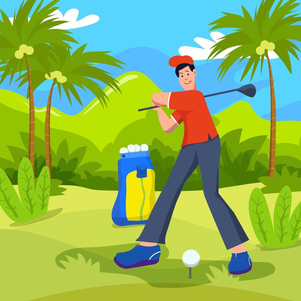 ejercicio de jugador de golf vector