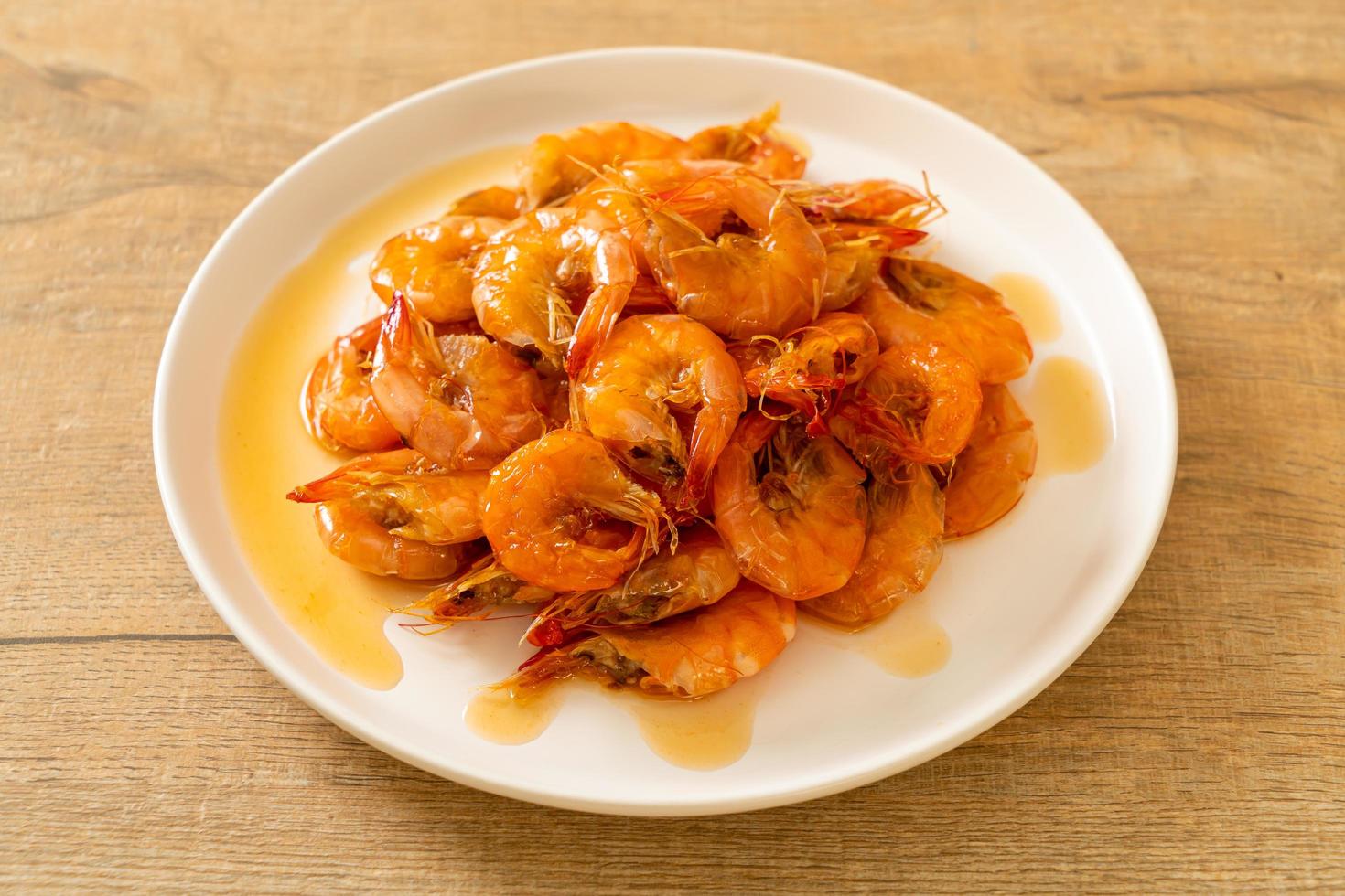 Sweet shrimps is Thai dish which cooks with fish sauce and sugar photo