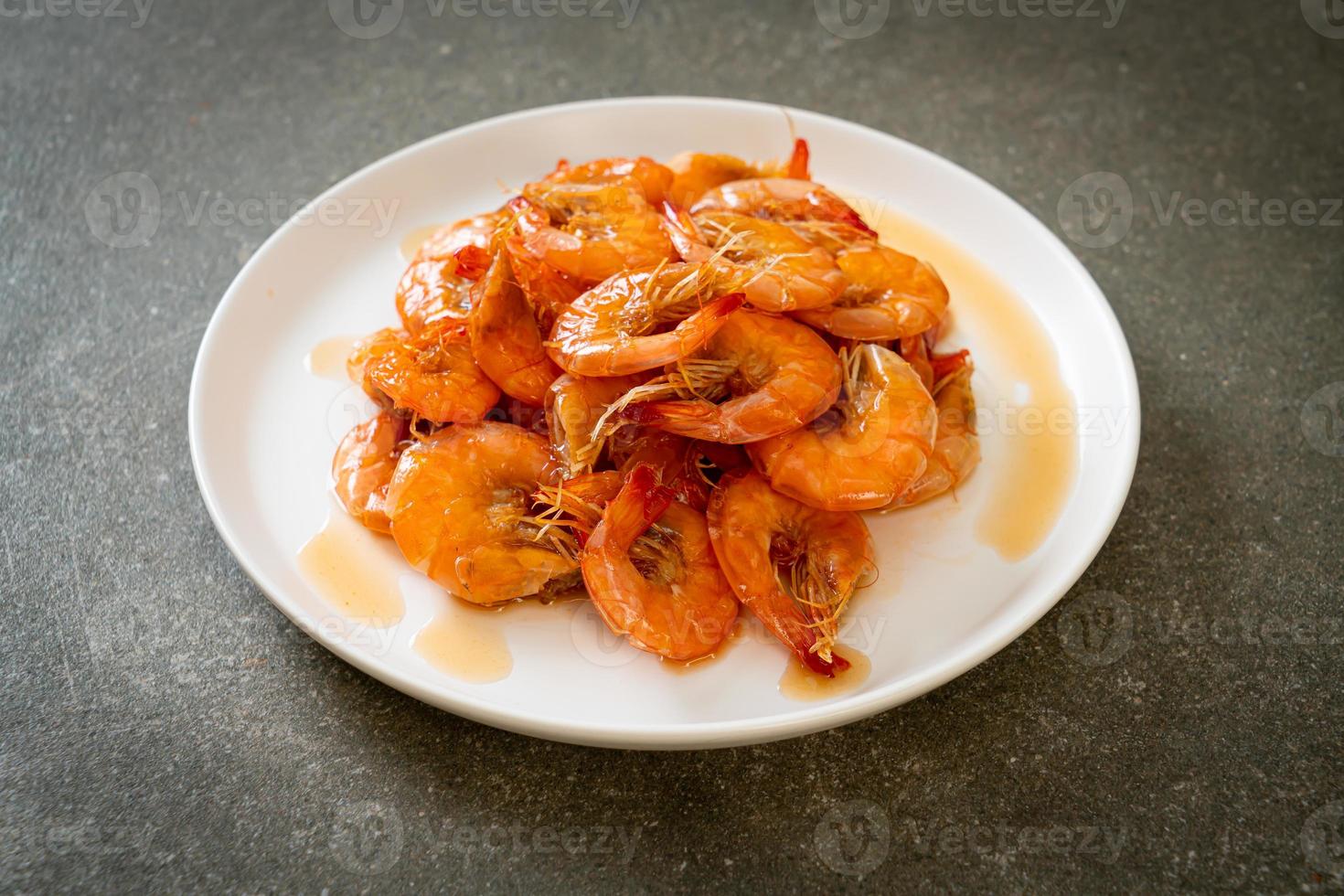 Sweet shrimps is Thai dish which cooks with fish sauce and sugar photo