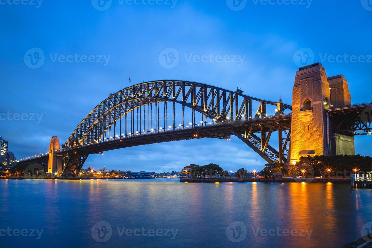 Night view of Sydney with Sydney Harbor Bridge photo