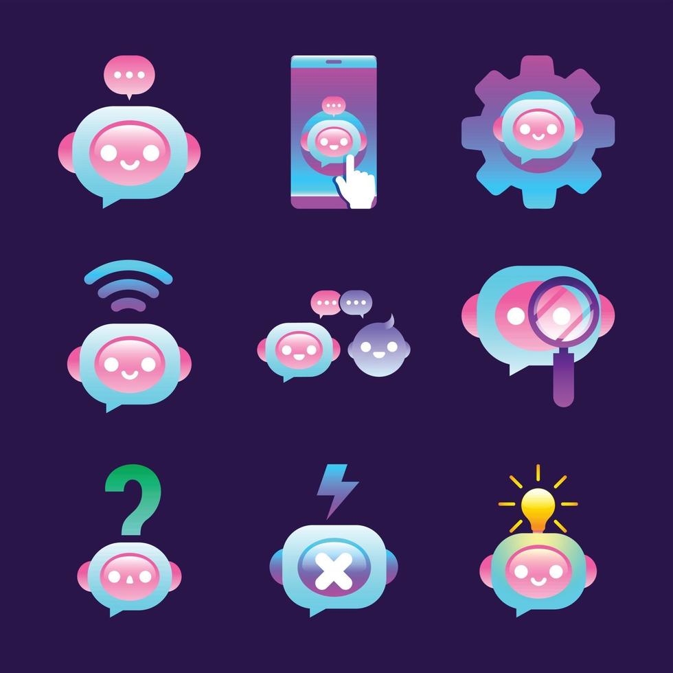 Collection of Chatbot Icons vector