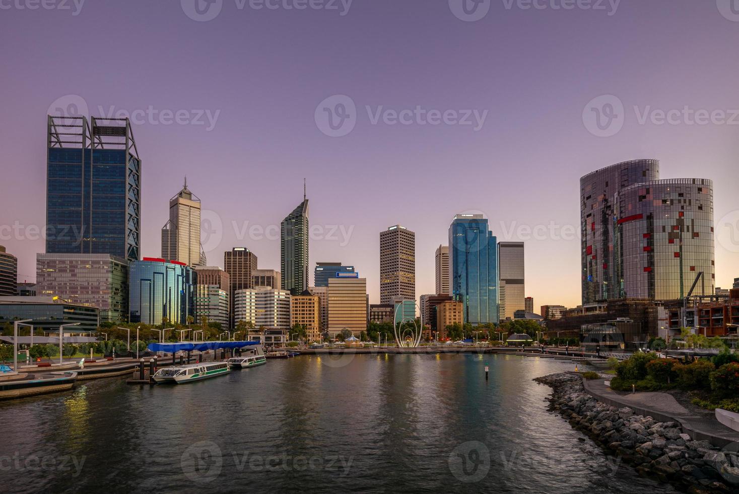 Skyline of Perth at night in Western Australia photo