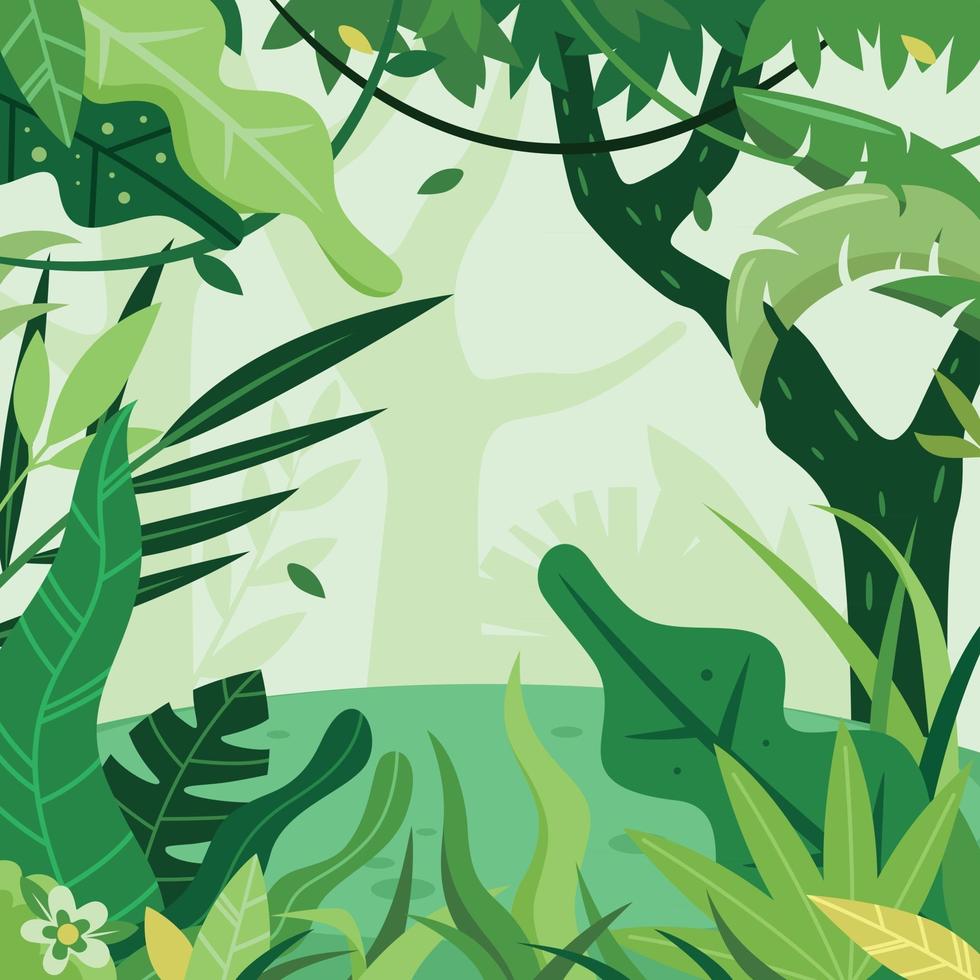 fondo de selva verde plana vector