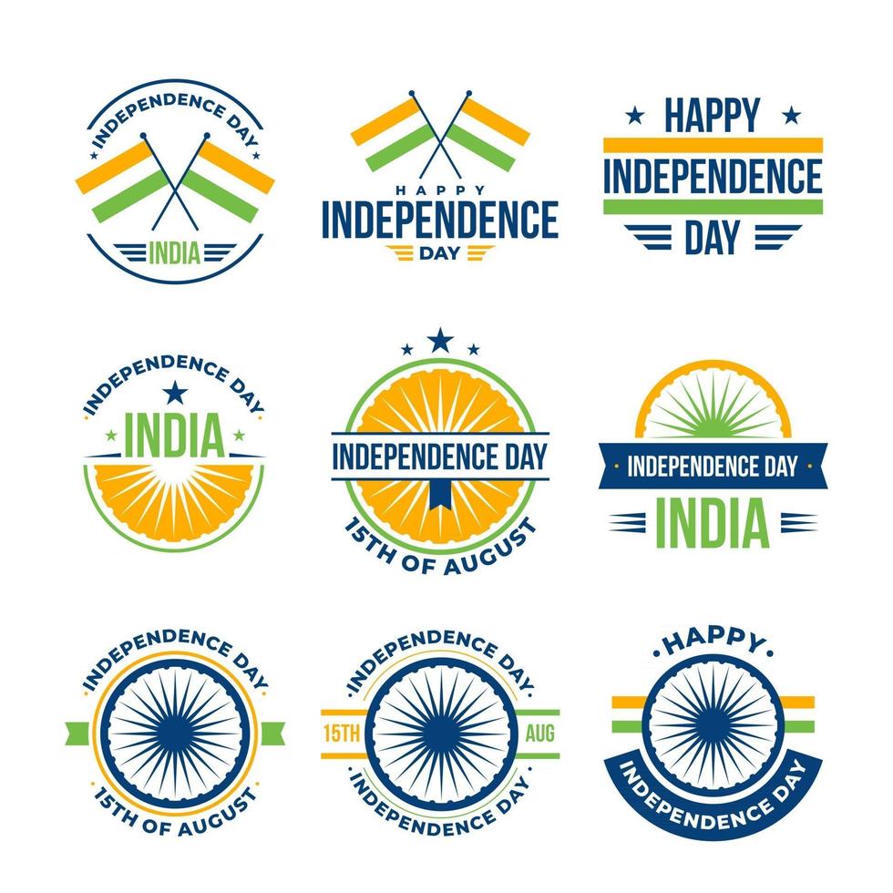 conjunto de insignias de independencia de la india vector