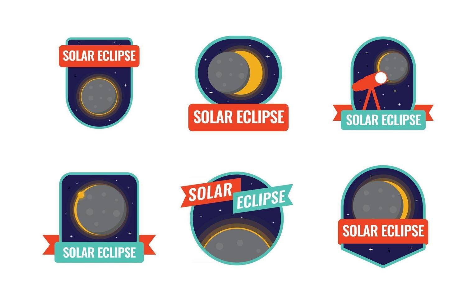 Solar Eclipse Badges Collection vector