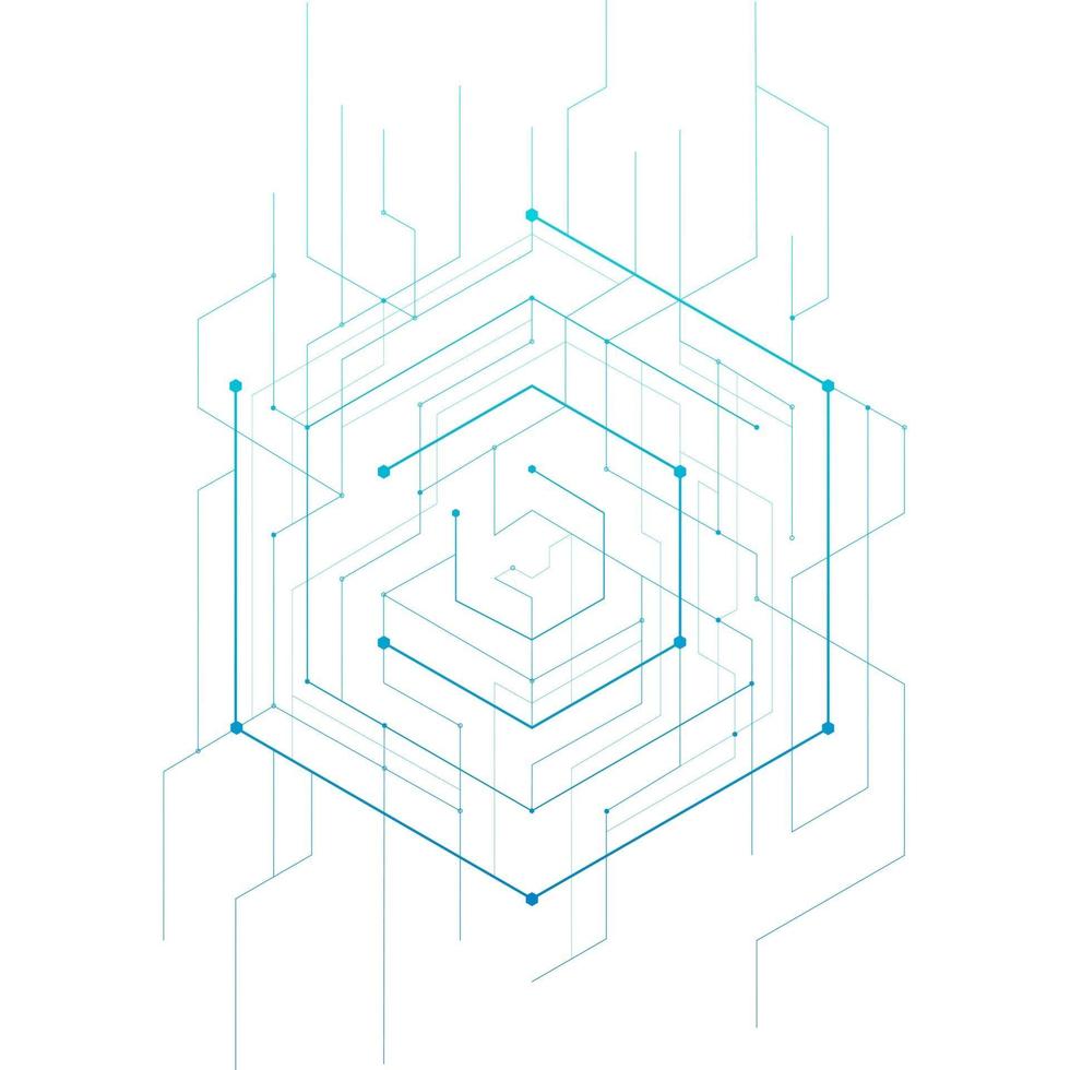 Abstract geometric hexagon. Lines and dots minimalistic design. vector