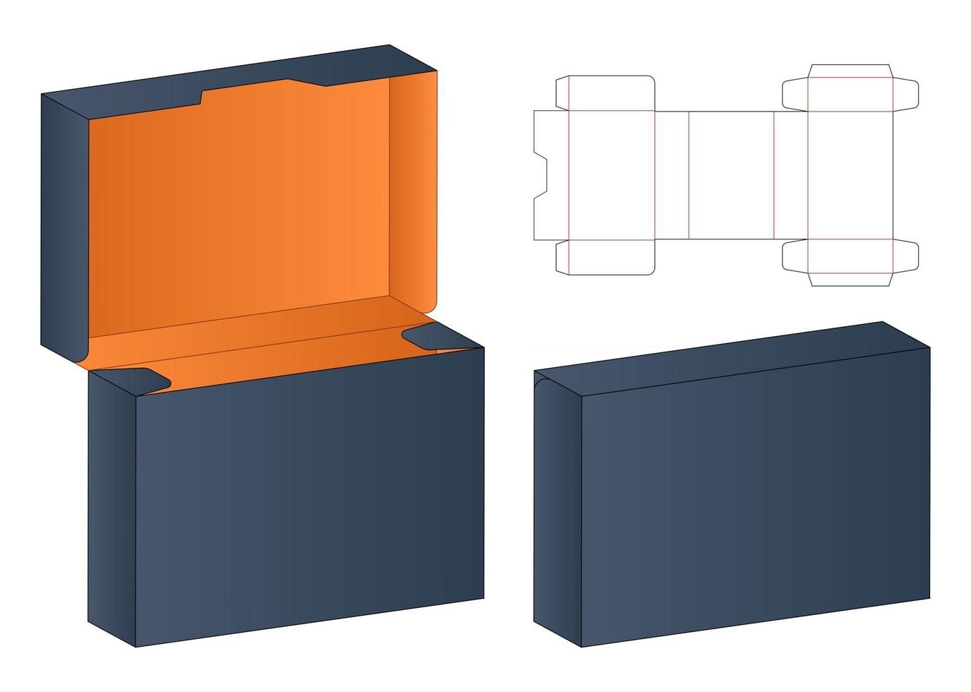 caja de embalaje diseño de plantilla troquelada maqueta 3d vector