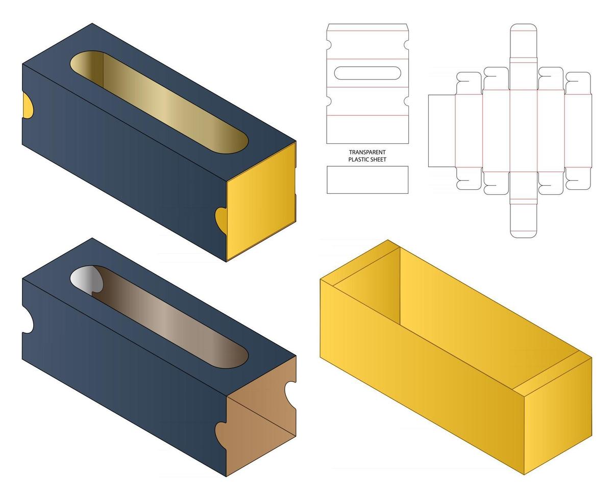 Box packaging die cut template design 3d mockup vector