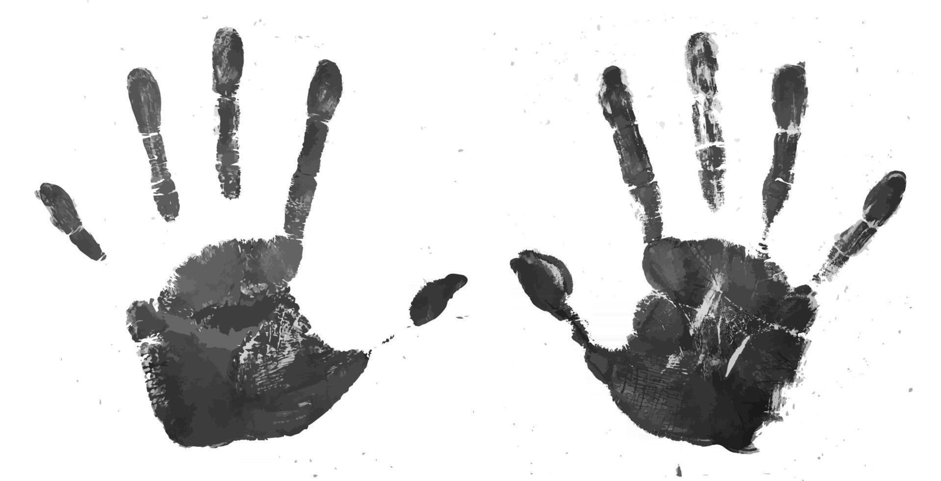 Realistic grunge style high detail handprint . Vector .