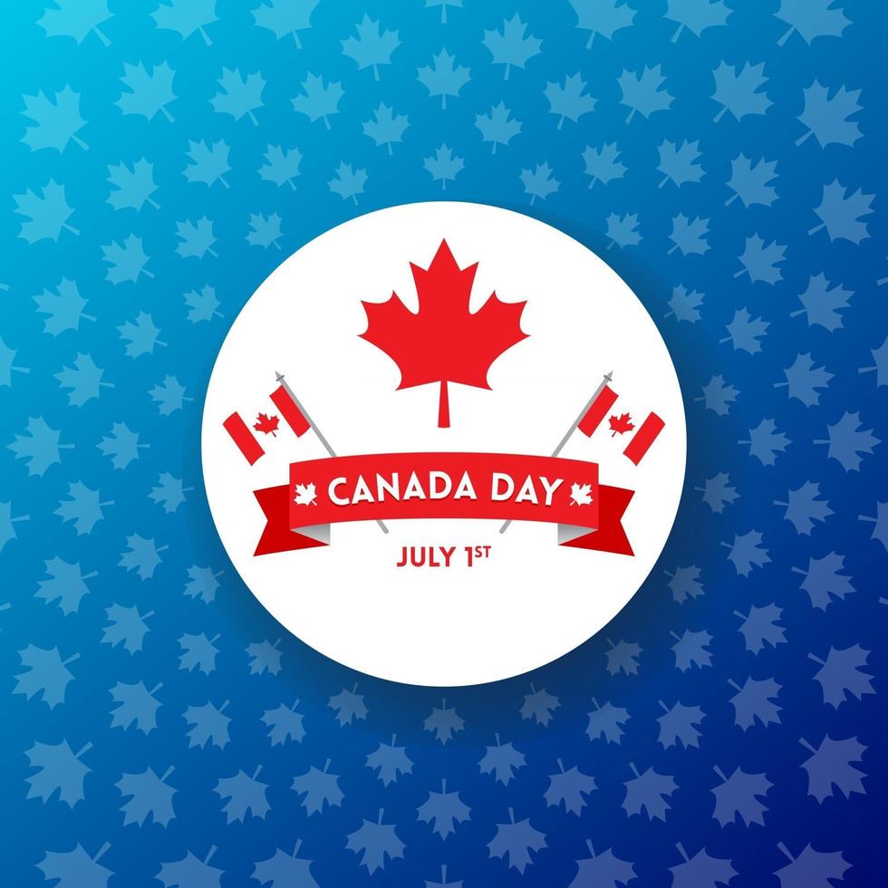 Happy Canada Day vector illustrations on a colorful background with maple leaf pattern design