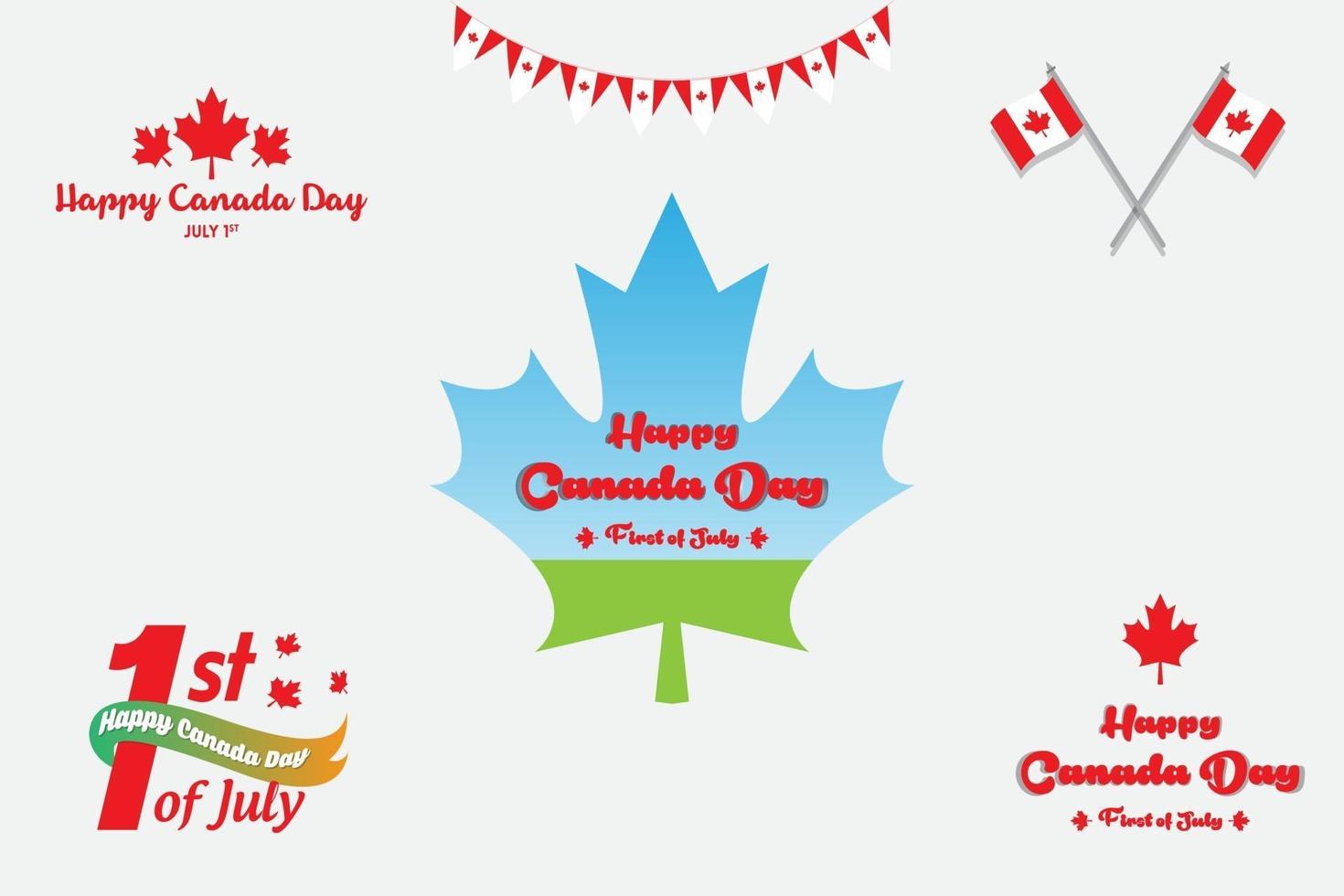 Canada Day vector icons and logo templates for stickers, badges and print designs.