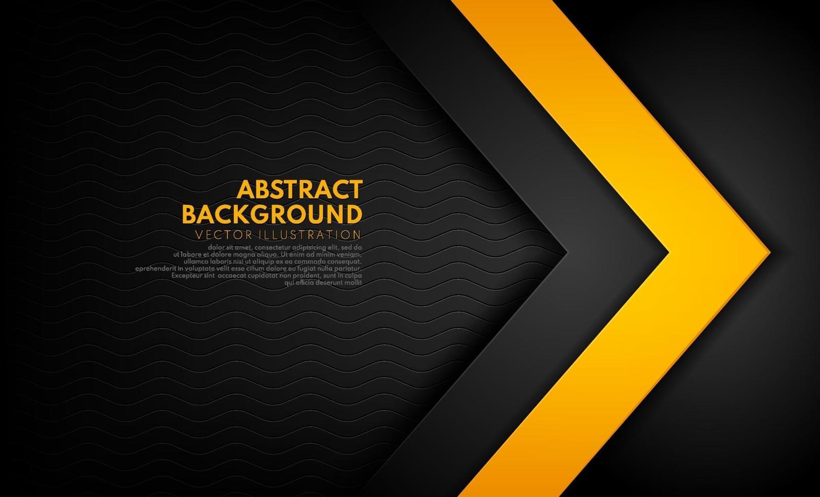 Formas de geometría 3d abstractas líneas amarillas negras Fondo de textura de metal oscuro. modernas y lujosas líneas de color amarillo brillante con efecto metálico. concepto futurista de tecnología. vector