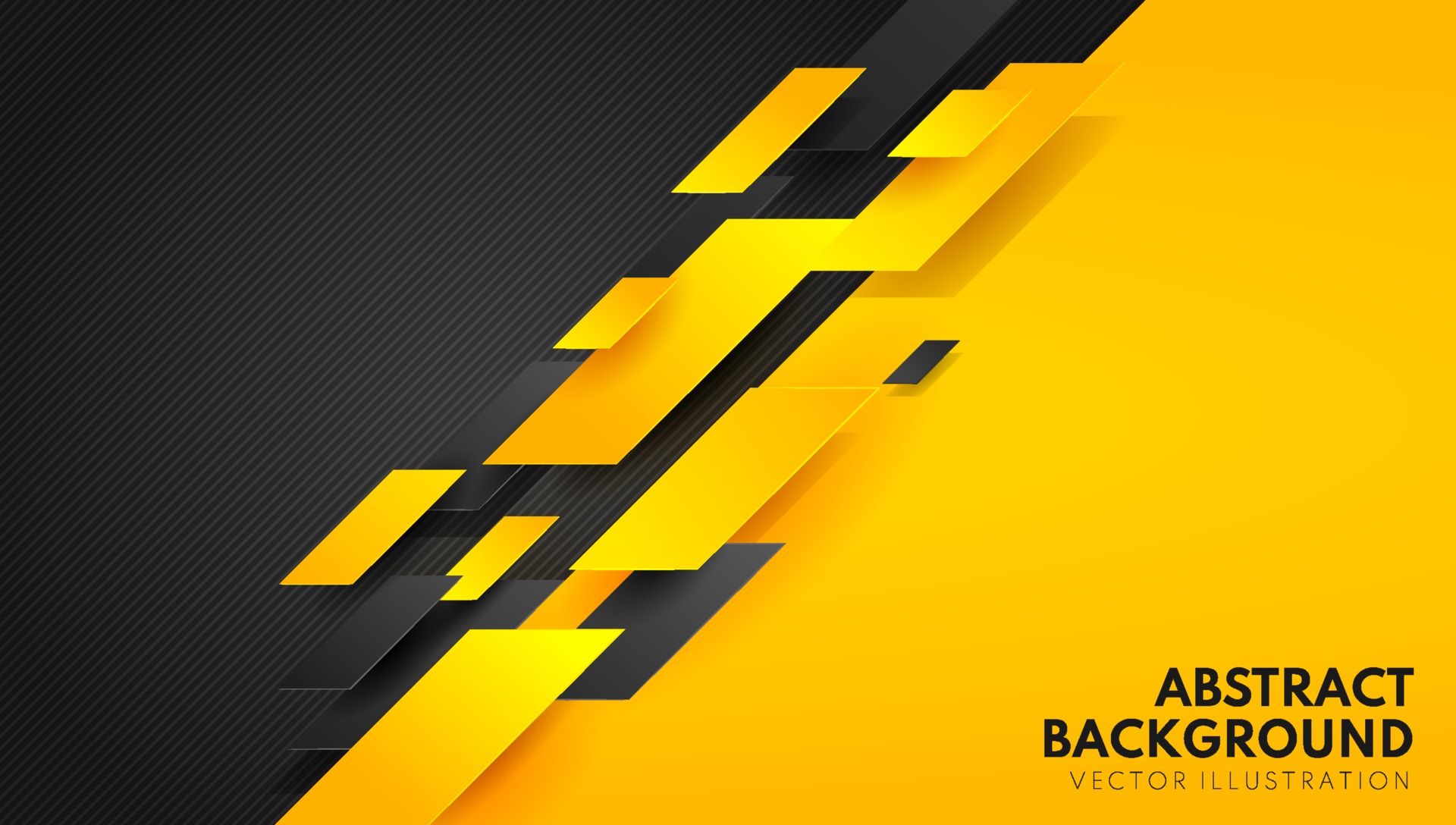 Abstract yellow orange and black contrast background.Tech futuristic