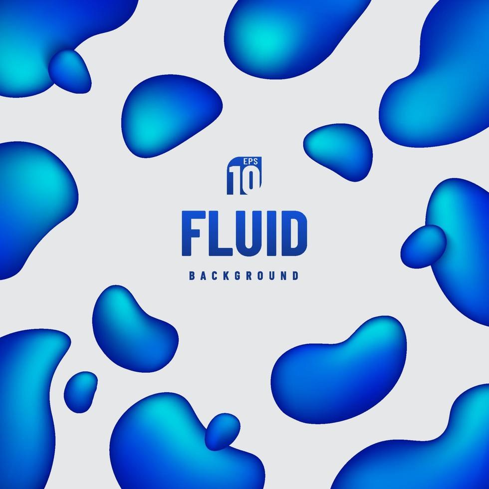 Abstract neon blue color fluid  shape on soft gray background with copy space. Modern futuristic concept. 3d liquid color splash. Vector illustration.