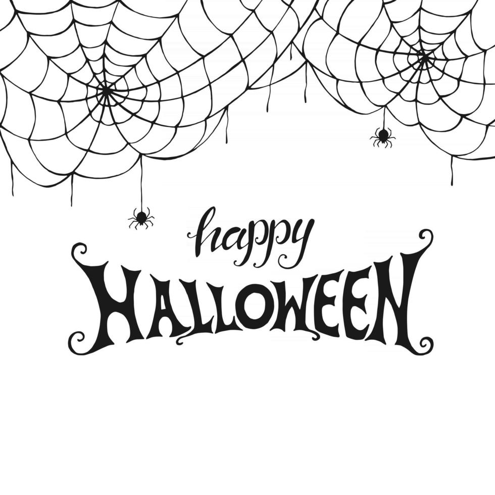 Happy halloween. Hand drawn creative calligraphy and brush pen lettering. Design for holiday greeting card and invitation, flyers, posters, banner halloween holiday vector